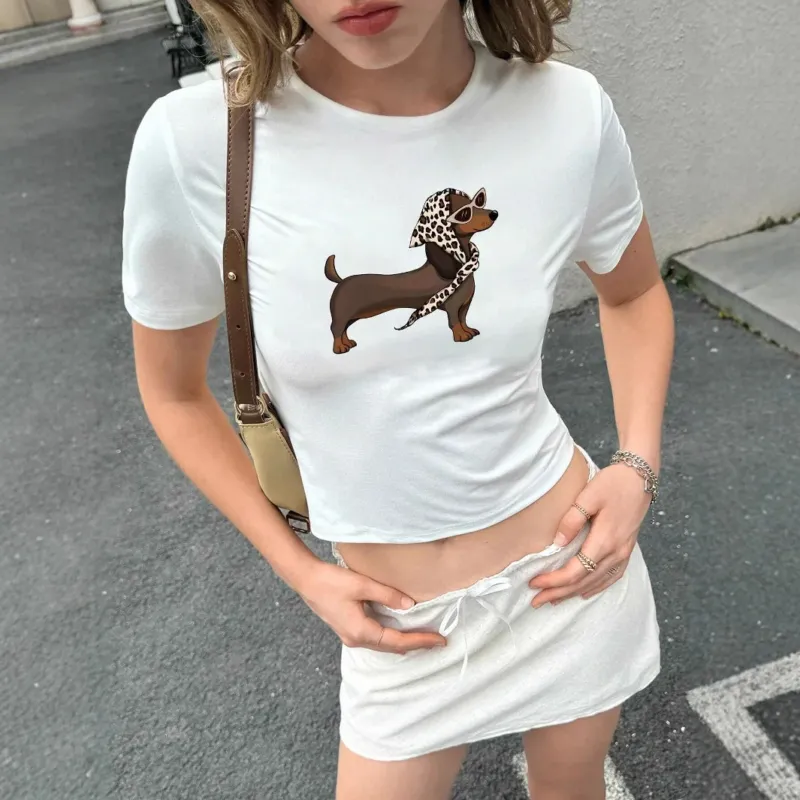 Damen T-Shirt mit originellem Tiermotiv und figurbetontem Schnitt – Orélia