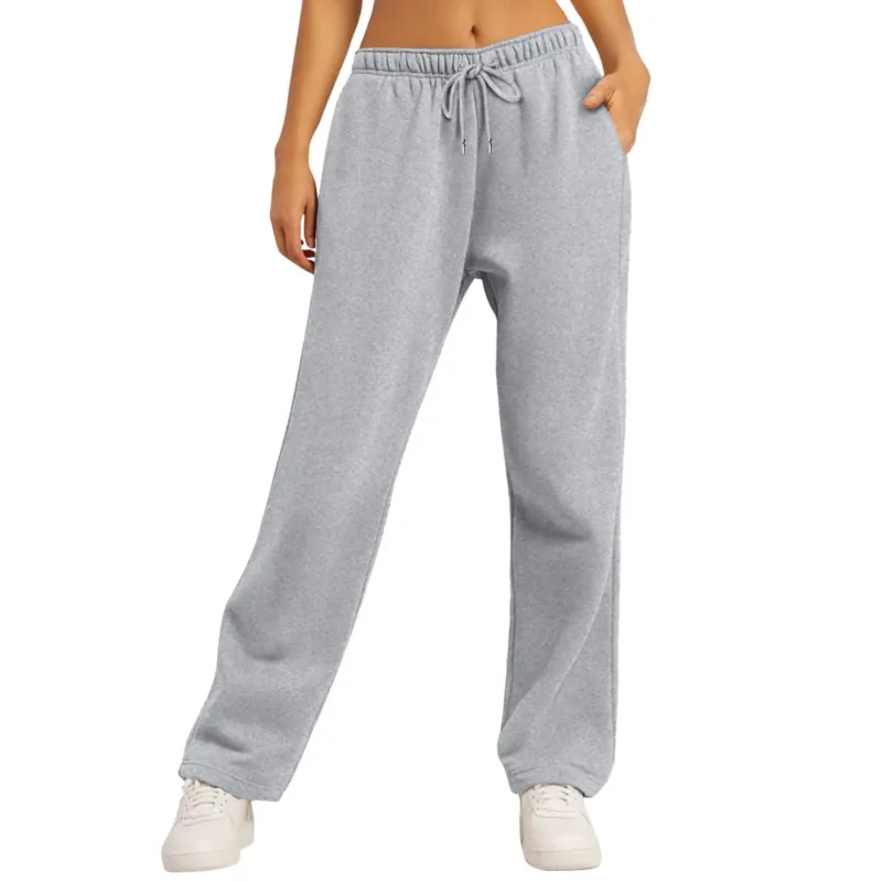 Damen extraweiche Relax-Hose mit hohem Komfortbund Kordelzug und geradem Bein – Avélisse