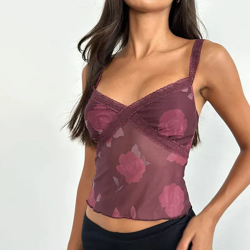 Damen Blusentop mit floralem Design und zarten Spitzenakzenten – Élovi